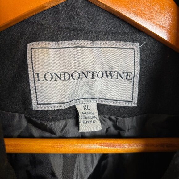 London Fog Towne Wool Blend Womens Coat XL Black Capsule Classic Minimalist - Picture 3 of 16